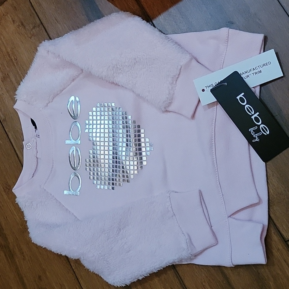 Bebe Pink Faux Fur Sweater